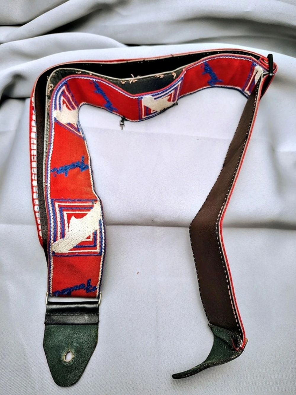 Rare Original 70s Fender Monogrammed Guitar Bass Strap Red Woven First Gen